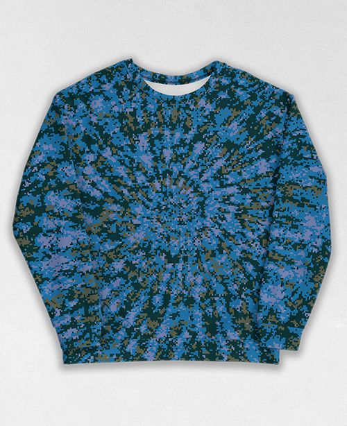 Tie-Dye-Camo Sweatshirt #0536. All over print, precision-cut, and hand-sewn. Super comfortable poly-cotton blend original Digital Camouflage designs by Dan Ellis vague.paris