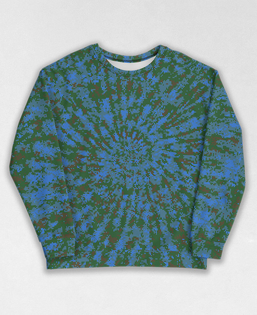 Tie-Dye-Camo Sweatshirt #0545. All over print, precision-cut, and hand-sewn. Super comfortable poly-cotton blend original Digital Camouflage designs by Dan Ellis vague.paris