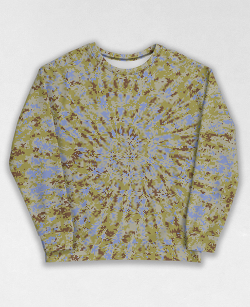 Tie-Dye-Camo Sweatshirt #0547. All over print, precision-cut, and hand-sewn. Super comfortable poly-cotton blend original Digital Camouflage designs by Dan Ellis vague.paris