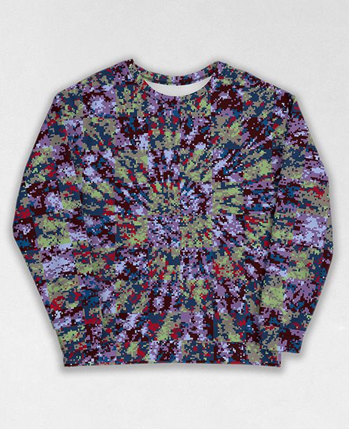 Tie-Dye-Camo Sweatshirt #0552. All over print, precision-cut, and hand-sewn. Super comfortable poly-cotton blend original Digital Camouflage designs by Dan Ellis vague.paris