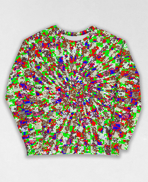 Tie-Dye-Camo Sweatshirt #0553. All over print, precision-cut, and hand-sewn. Super comfortable poly-cotton blend original Digital Camouflage designs by Dan Ellis vague.paris