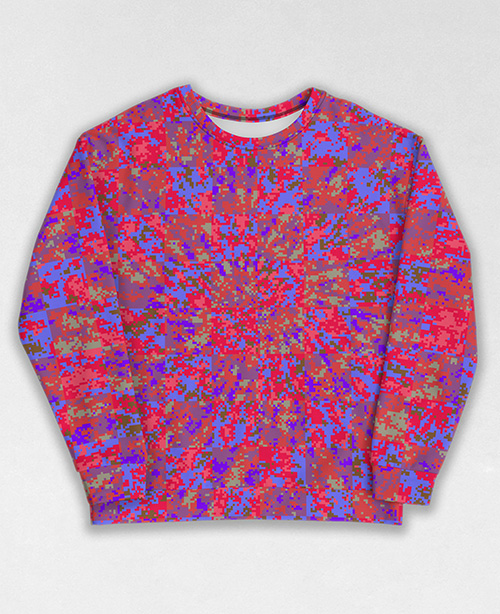 Tie-Dye-Camo Sweatshirt #0554. All over print, precision-cut, and hand-sewn. Super comfortable poly-cotton blend original Digital Camouflage designs by Dan Ellis vague.paris