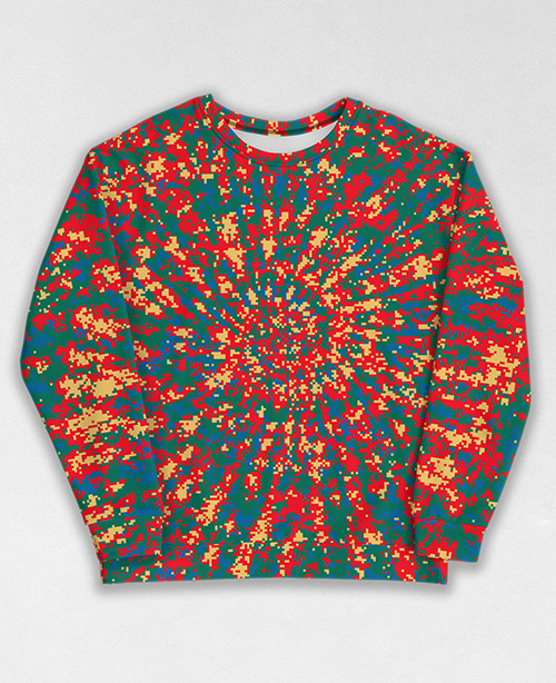 Tie-Dye-Camo Sweatshirt #0555. All over print, precision-cut, and hand-sewn. Super comfortable poly-cotton blend original Digital Camouflage designs by Dan Ellis vague.paris