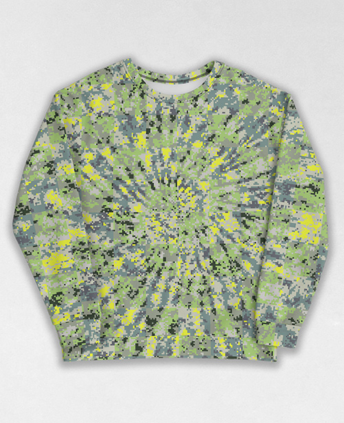 Tie-Dye-Camo Sweatshirt #0556. All over print, precision-cut, and hand-sewn. Super comfortable poly-cotton blend original Digital Camouflage designs by Dan Ellis vague.paris