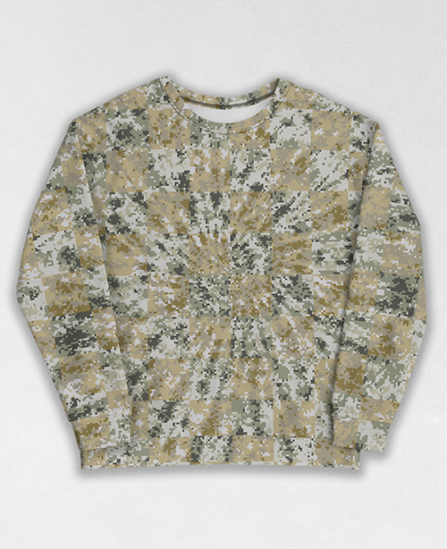 Tie-Dye-Camo Sweatshirt #0558. All over print, precision-cut, and hand-sewn. Super comfortable poly-cotton blend original Digital Camouflage designs by Dan Ellis vague.paris