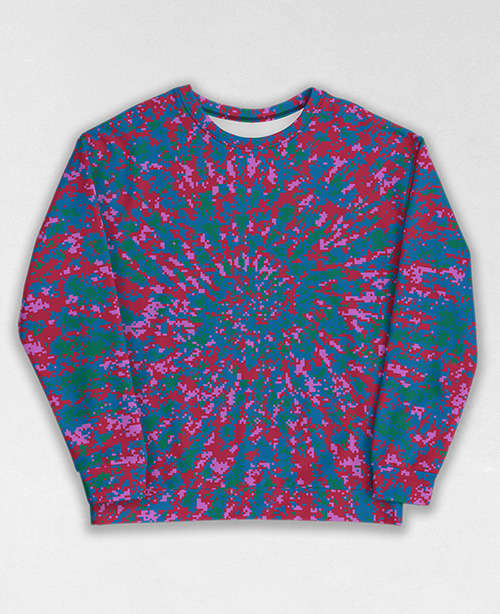 Tie-Dye-Camo Sweatshirt #0559. All over print, precision-cut, and hand-sewn. Super comfortable poly-cotton blend original Digital Camouflage designs by Dan Ellis vague.paris