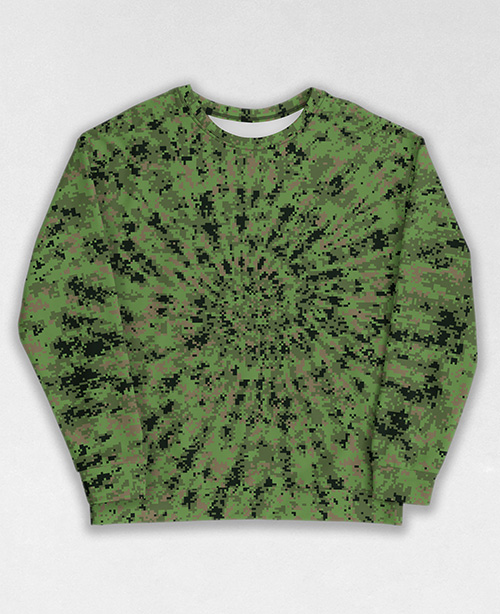 Tie-Dye-Camo Sweatshirt #0561. All over print, precision-cut, and hand-sewn. Super comfortable poly-cotton blend original Digital Camouflage designs by Dan Ellis vague.paris