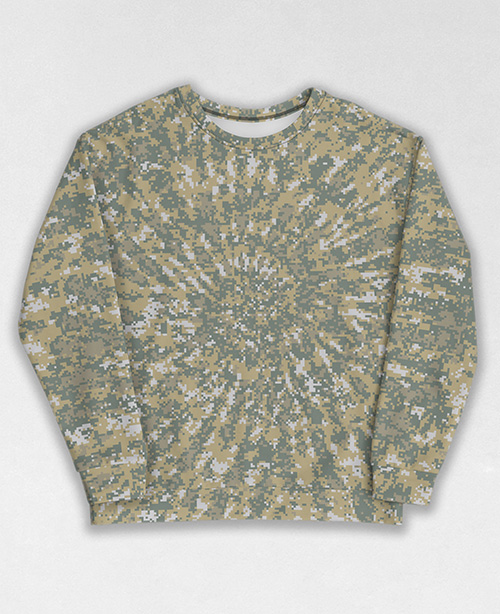 Tie-Dye-Camo Sweatshirt #0562. All over print, precision-cut, and hand-sewn. Super comfortable poly-cotton blend original Digital Camouflage designs by Dan Ellis vague.paris