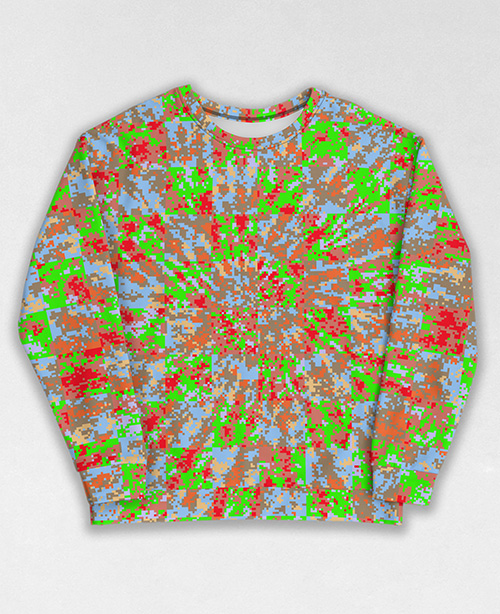 Tie-Dye-Camo Sweatshirt #0566. All over print, precision-cut, and hand-sewn. Super comfortable poly-cotton blend original Digital Camouflage designs by Dan Ellis vague.paris