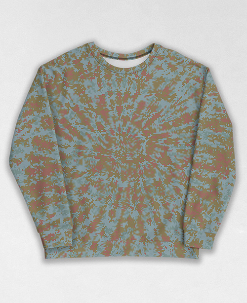 Tie-Dye-Camo Sweatshirt #0570. All over print, precision-cut, and hand-sewn. Super comfortable poly-cotton blend original Digital Camouflage designs by Dan Ellis vague.paris