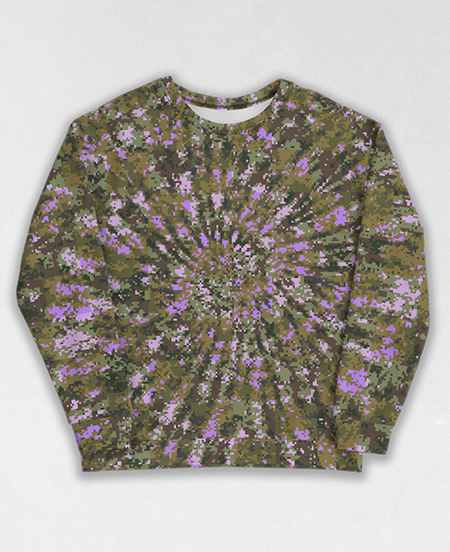 Tie-Dye-Camo Sweatshirt #0572. All over print, precision-cut, and hand-sewn. Super comfortable poly-cotton blend original Digital Camouflage designs by Dan Ellis vague.paris