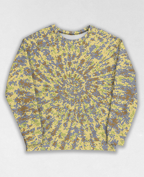 Tie-Dye-Camo Sweatshirt #0575. All over print, precision-cut, and hand-sewn. Super comfortable poly-cotton blend original Digital Camouflage designs by Dan Ellis vague.paris