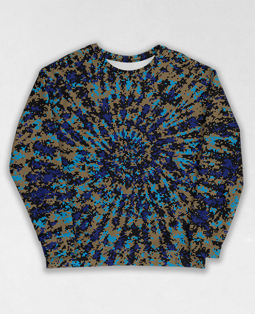 Tie-Dye-Camo Sweatshirt #0576. All over print, precision-cut, and hand-sewn. Super comfortable poly-cotton blend original Digital Camouflage designs by Dan Ellis vague.paris