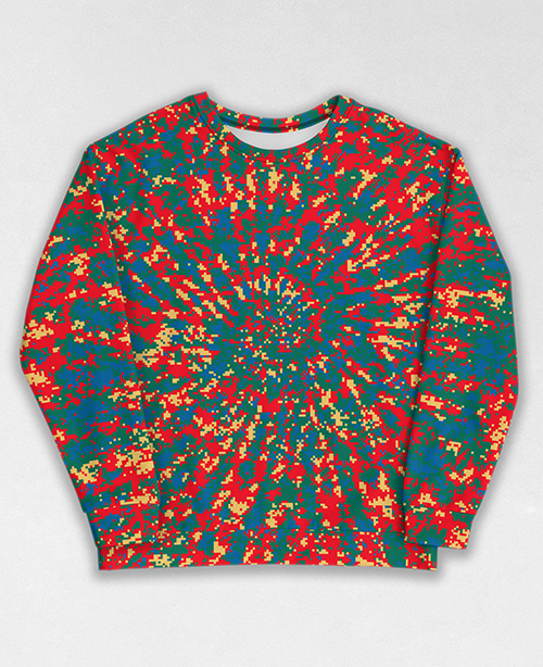 Tie-Dye-Camo Sweatshirt #0578. All over print, precision-cut, and hand-sewn. Super comfortable poly-cotton blend original Digital Camouflage designs by Dan Ellis vague.paris