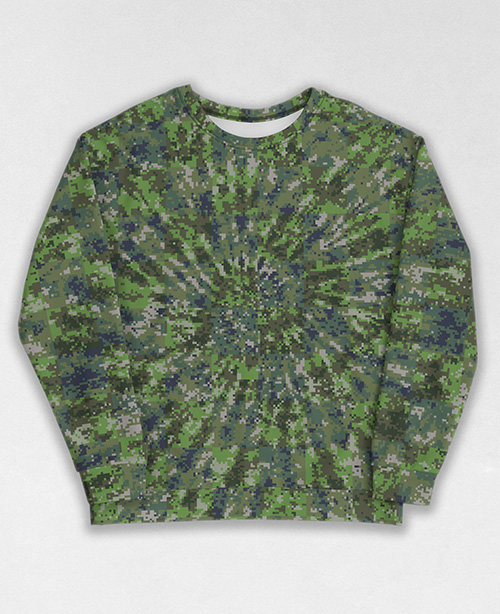 Tie-Dye-Camo Sweatshirt #0579. All over print, precision-cut, and hand-sewn. Super comfortable poly-cotton blend original Digital Camouflage designs by Dan Ellis vague.paris