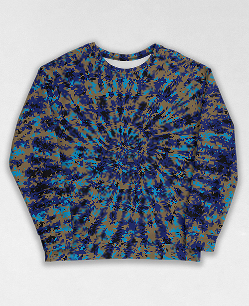 Tie-Dye-Camo Sweatshirt #0580. All over print, precision-cut, and hand-sewn. Super comfortable poly-cotton blend original Digital Camouflage designs by Dan Ellis vague.paris