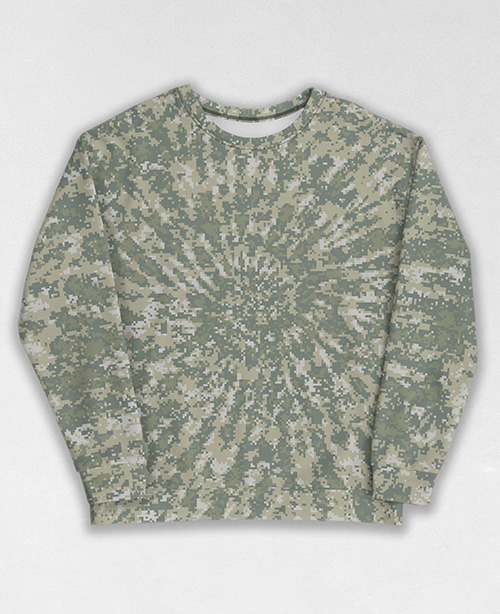 Tie-Dye-Camo Sweatshirt #0581. All over print, precision-cut, and hand-sewn. Super comfortable poly-cotton blend original Digital Camouflage designs by Dan Ellis vague.paris