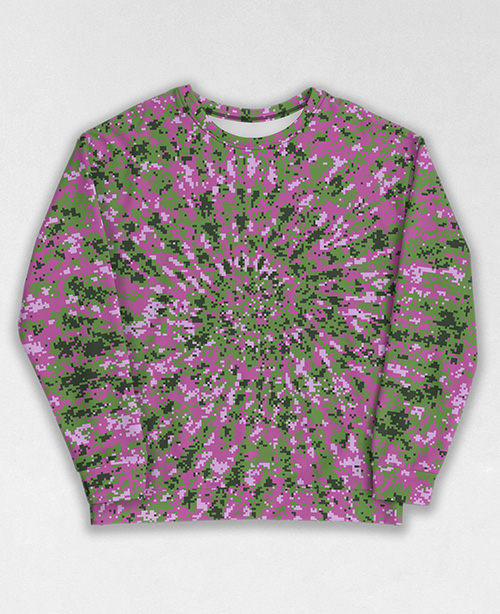 Tie-Dye-Camo Sweatshirt #0582. All over print, precision-cut, and hand-sewn. Super comfortable poly-cotton blend original Digital Camouflage designs by Dan Ellis vague.paris