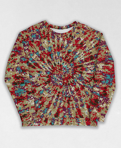 Tie-Dye-Camo Sweatshirt #0584. All over print, precision-cut, and hand-sewn. Super comfortable poly-cotton blend original Digital Camouflage designs by Dan Ellis vague.paris