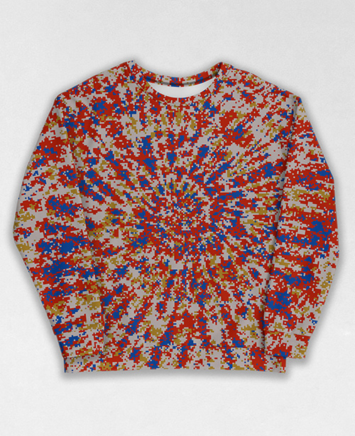 Tie-Dye-Camo Sweatshirt #0586. All over print, precision-cut, and hand-sewn. Super comfortable poly-cotton blend original Digital Camouflage designs by Dan Ellis vague.paris