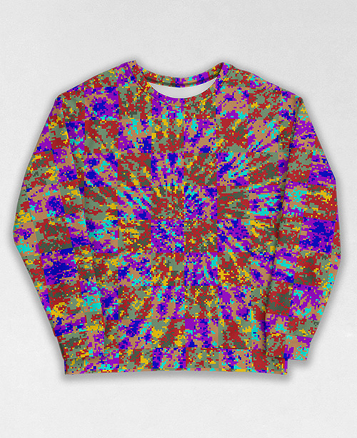 Tie-Dye-Camo Sweatshirt #0587. All over print, precision-cut, and hand-sewn. Super comfortable poly-cotton blend original Digital Camouflage designs by Dan Ellis vague.paris