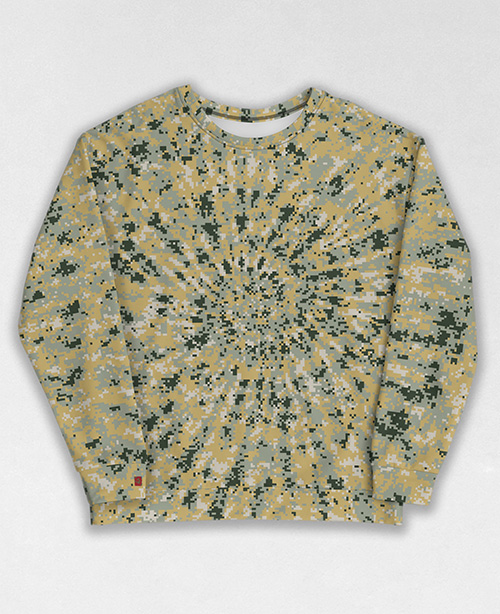 Tie-Dye-Camo Sweatshirt #0590. All over print, precision-cut, and hand-sewn. Super comfortable poly-cotton blend original Digital Camouflage designs by Dan Ellis vague.paris