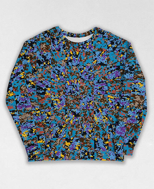 Tie-Dye-Camo Sweatshirt #0592. All over print, precision-cut, and hand-sewn. Super comfortable poly-cotton blend original Digital Camouflage designs by Dan Ellis vague.paris