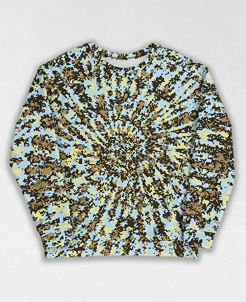 Tie-Dye-Camo Sweatshirt #0594. All over print, precision-cut, and hand-sewn. Super comfortable poly-cotton blend original Digital Camouflage designs by Dan Ellis vague.paris