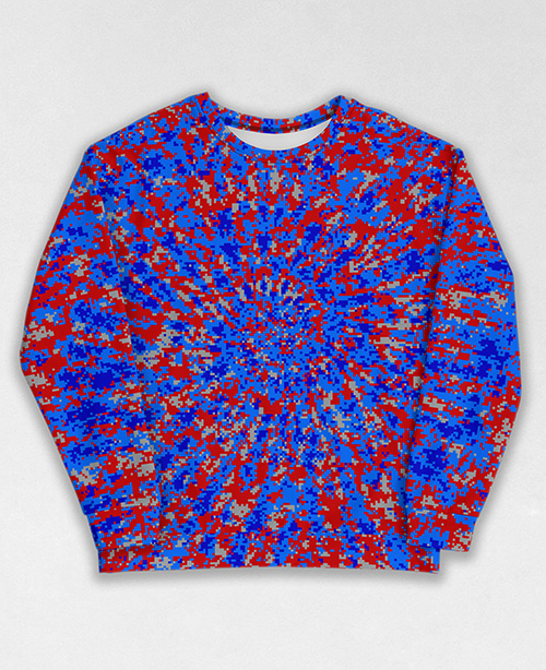 Tie-Dye-Camo Sweatshirt #0596. All over print, precision-cut, and hand-sewn. Super comfortable poly-cotton blend original Digital Camouflage designs by Dan Ellis vague.paris