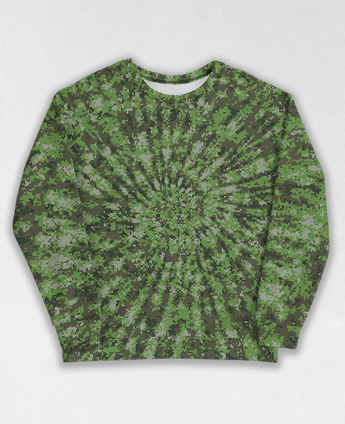 Tie-Dye-Camo Sweatshirt #0597. All over print, precision-cut, and hand-sewn. Super comfortable poly-cotton blend original Digital Camouflage designs by Dan Ellis vague.paris