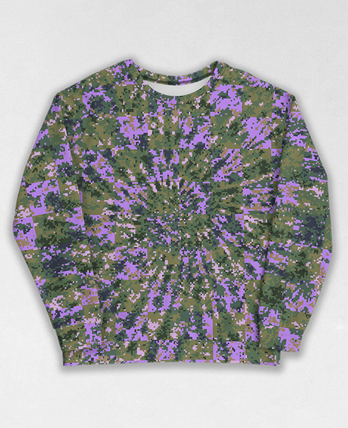 Tie-Dye-Camo Sweatshirt #0600. All over print, precision-cut, and hand-sewn. Super comfortable poly-cotton blend original Digital Camouflage designs by Dan Ellis vague.paris