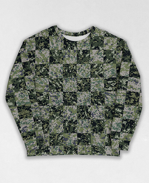 Tie-Dye-Camo Sweatshirt #0601. All over print, precision-cut, and hand-sewn. Super comfortable poly-cotton blend original Digital Camouflage designs by Dan Ellis vague.paris