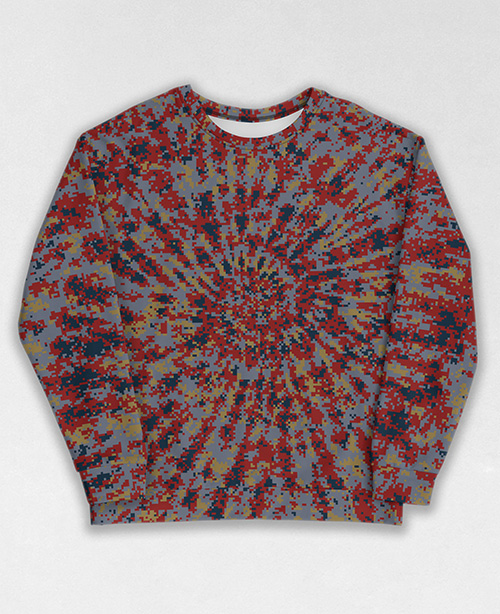 Tie-Dye-Camo Sweatshirt #0602. All over print, precision-cut, and hand-sewn. Super comfortable poly-cotton blend original Digital Camouflage designs by Dan Ellis vague.paris