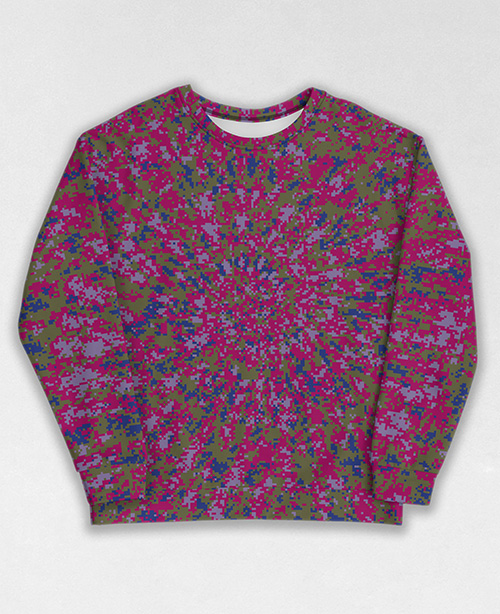 Tie-Dye-Camo Sweatshirt #0603. All over print, precision-cut, and hand-sewn. Super comfortable poly-cotton blend original Digital Camouflage designs by Dan Ellis vague.paris