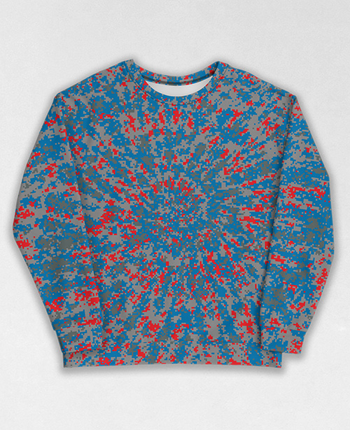 Tie-Dye-Camo Sweatshirt #0605. All over print, precision-cut, and hand-sewn. Super comfortable poly-cotton blend original Digital Camouflage designs by Dan Ellis vague.paris