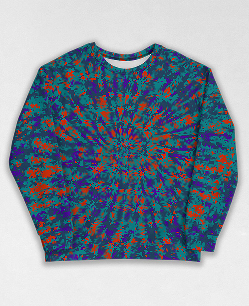 Tie-Dye-Camo Sweatshirt #0606. All over print, precision-cut, and hand-sewn. Super comfortable poly-cotton blend original Digital Camouflage designs by Dan Ellis vague.paris