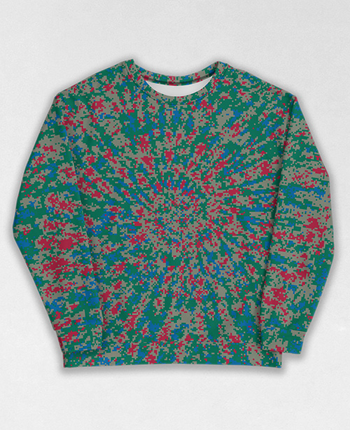 Tie-Dye-Camo Sweatshirt #0607. All over print, precision-cut, and hand-sewn. Super comfortable poly-cotton blend original Digital Camouflage designs by Dan Ellis vague.paris