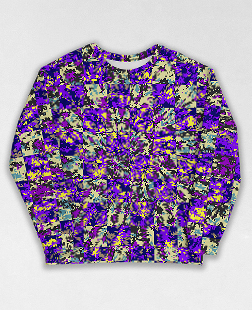 Tie-Dye-Camo Sweatshirt #0610. All over print, precision-cut, and hand-sewn. Super comfortable poly-cotton blend original Digital Camouflage designs by Dan Ellis vague.paris