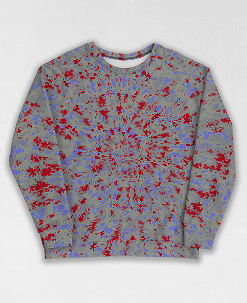 Tie-Dye-Camo Sweatshirt #0614. All over print, precision-cut, and hand-sewn. Super comfortable poly-cotton blend original Digital Camouflage designs by Dan Ellis vague.paris