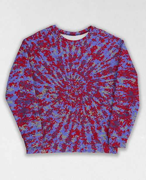 Tie-Dye-Camo Sweatshirt #0615. All over print, precision-cut, and hand-sewn. Super comfortable poly-cotton blend original Digital Camouflage designs by Dan Ellis vague.paris