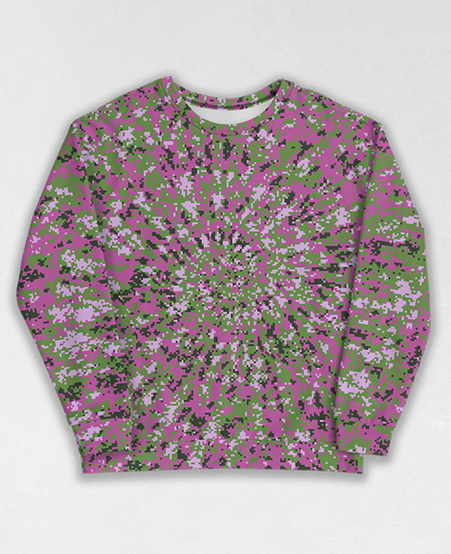 Tie-Dye-Camo Sweatshirt #0616. All over print, precision-cut, and hand-sewn. Super comfortable poly-cotton blend original Digital Camouflage designs by Dan Ellis vague.paris