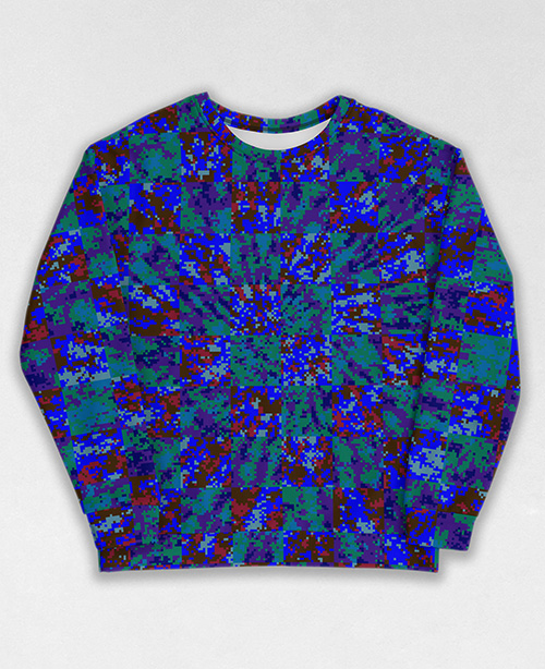 Tie-Dye-Camo Sweatshirt #0620. All over print, precision-cut, and hand-sewn. Super comfortable poly-cotton blend original Digital Camouflage designs by Dan Ellis vague.paris