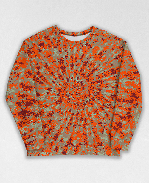 Tie-Dye-Camo Sweatshirt #0625. All over print, precision-cut, and hand-sewn. Super comfortable poly-cotton blend original Digital Camouflage designs by Dan Ellis vague.paris