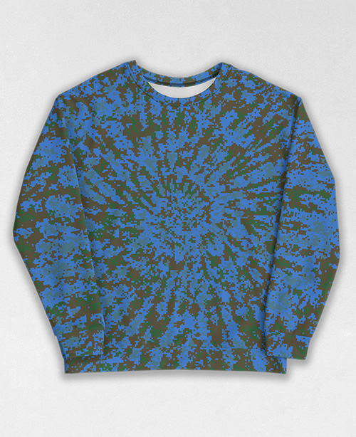 Tie-Dye-Camo Sweatshirt #0627. All over print, precision-cut, and hand-sewn. Super comfortable poly-cotton blend original Digital Camouflage designs by Dan Ellis vague.paris