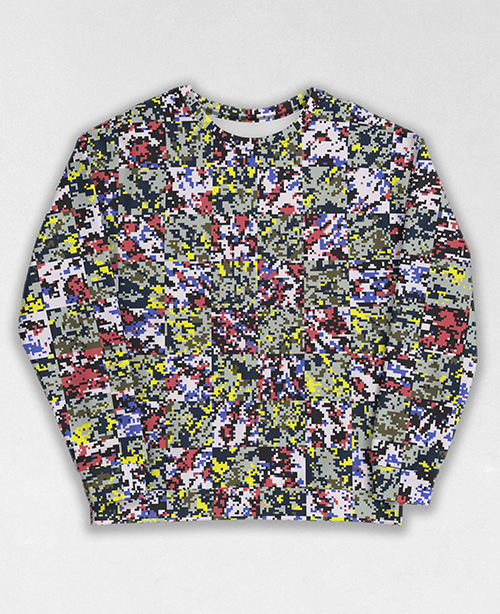 Tie-Dye-Camo Sweatshirt #0629. All over print, precision-cut, and hand-sewn. Super comfortable poly-cotton blend original Digital Camouflage designs by Dan Ellis vague.paris