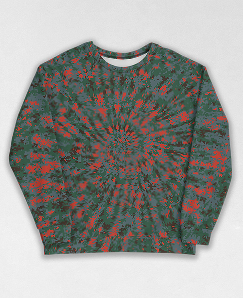 Tie-Dye-Camo Sweatshirt #0632. All over print, precision-cut, and hand-sewn. Super comfortable poly-cotton blend original Digital Camouflage designs by Dan Ellis vague.paris