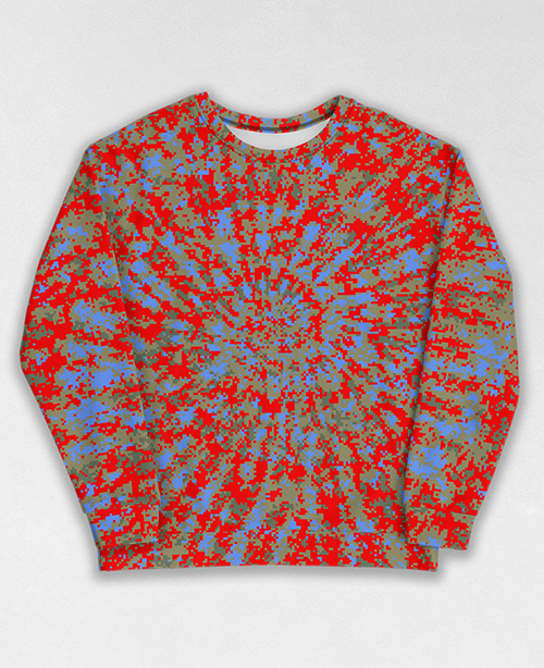 Tie-Dye-Camo Sweatshirt #0633. All over print, precision-cut, and hand-sewn. Super comfortable poly-cotton blend original Digital Camouflage designs by Dan Ellis vague.paris