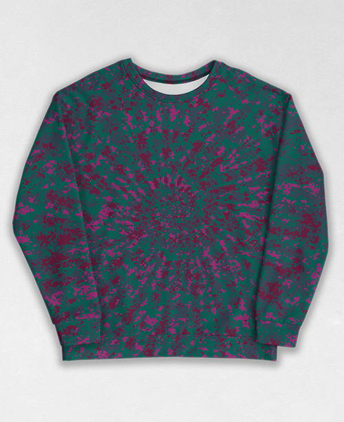 Tie-Dye-Camo Sweatshirt #0635. All over print, precision-cut, and hand-sewn. Super comfortable poly-cotton blend original Digital Camouflage designs by Dan Ellis vague.paris