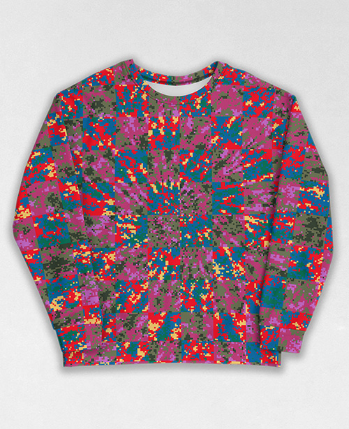 Tie-Dye-Camo Sweatshirt #0637. All over print, precision-cut, and hand-sewn. Super comfortable poly-cotton blend original Digital Camouflage designs by Dan Ellis vague.paris