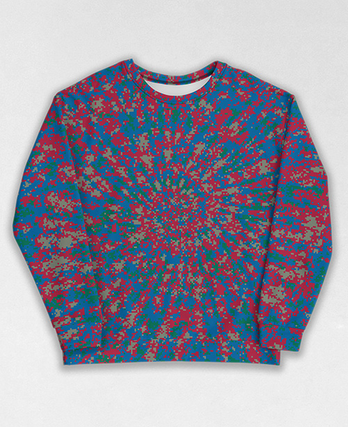 Tie-Dye-Camo Sweatshirt #0643. All over print, precision-cut, and hand-sewn. Super comfortable poly-cotton blend original Digital Camouflage designs by Dan Ellis vague.paris